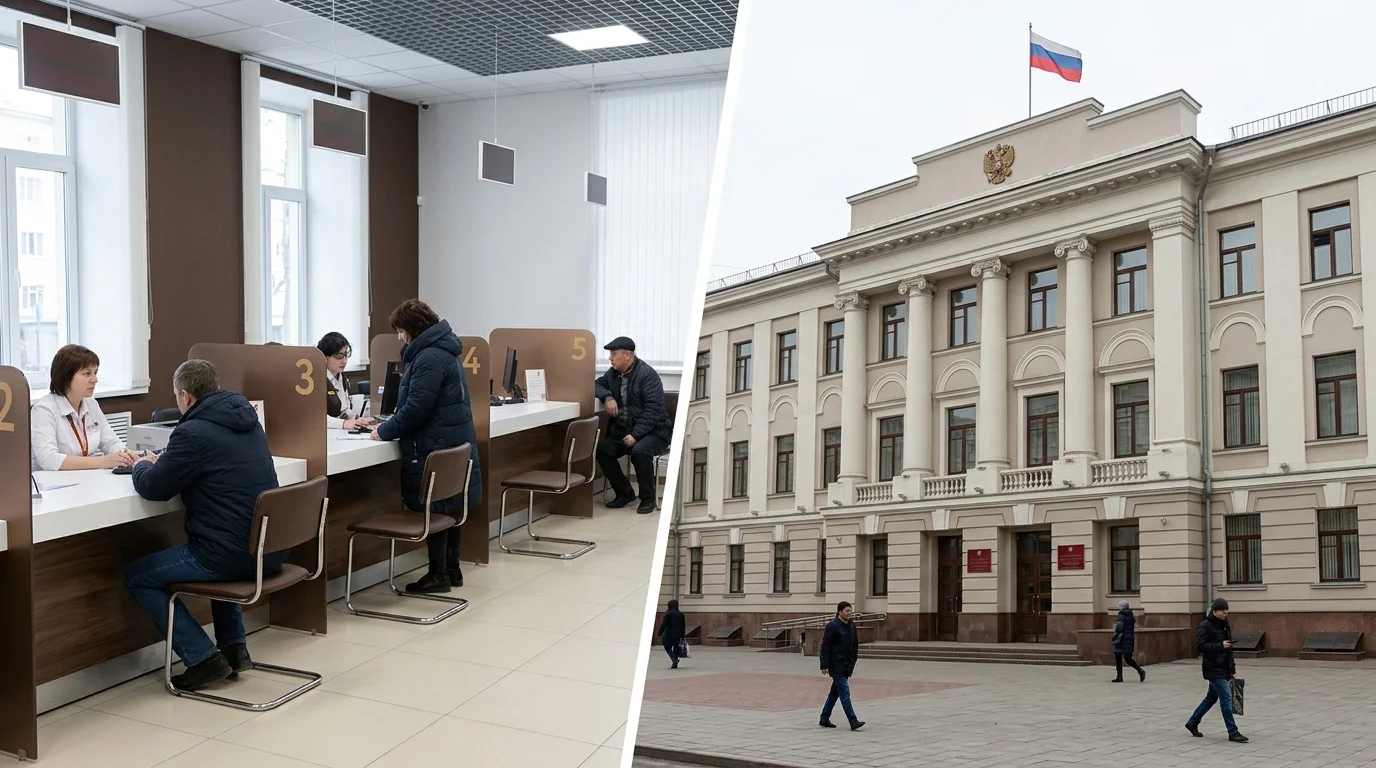 МФЦ и здание суда в одной композиции